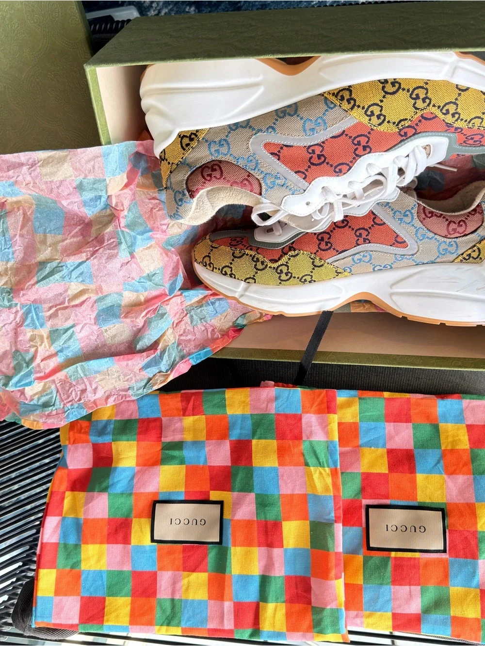 Gucci Kids Multicolor GG Logo Patchwork Sneakers